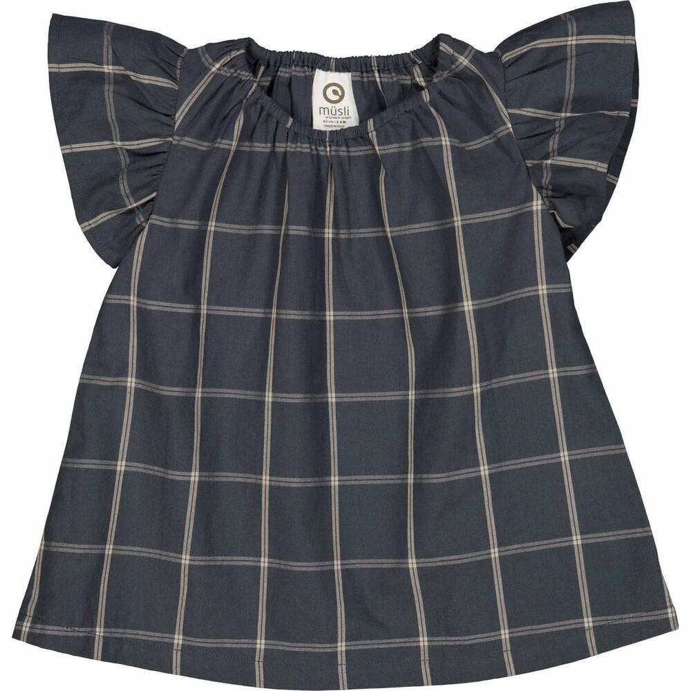 NEW MÜSLI kid's check baby dress in night blue